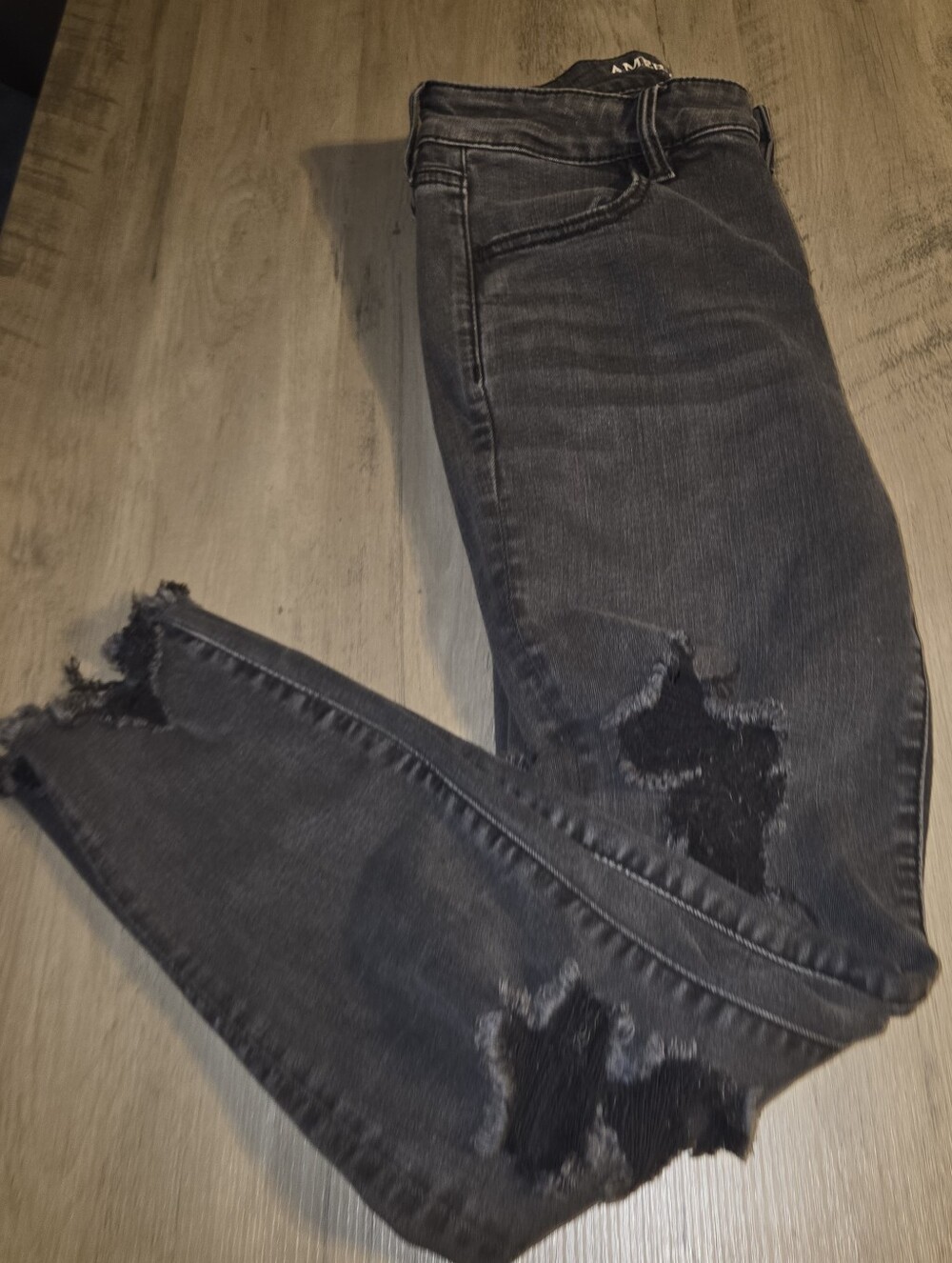 American Eagle Black Distressed Super Stretch X Skinny Jeans Size 10 Regular
